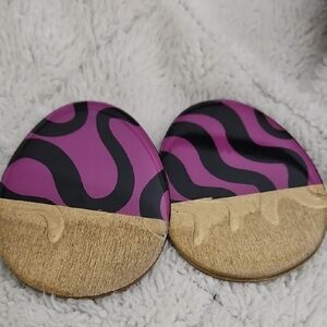 Purple and Gold Abstract Earrings